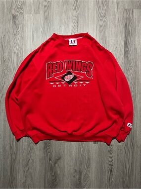 Vintage 90s Detroit Red Wings Logo Athletic embroidered crewneck sweater mens XL